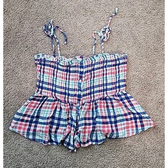 Torrid Plaid Gauze Smocked Babydoll Top 0X Button Front EUC #AltGirl #Grunge - Picture 4 of 9